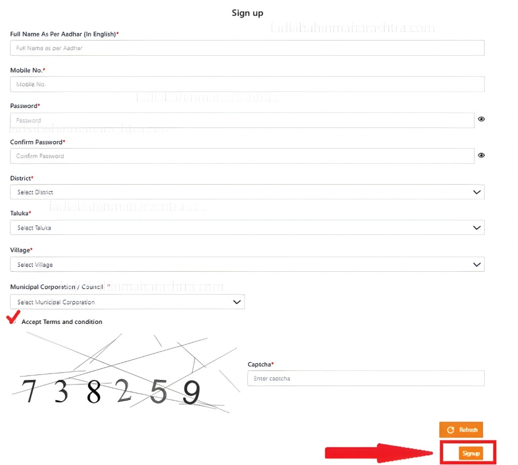 Ladki Bahin Yojana Sign up