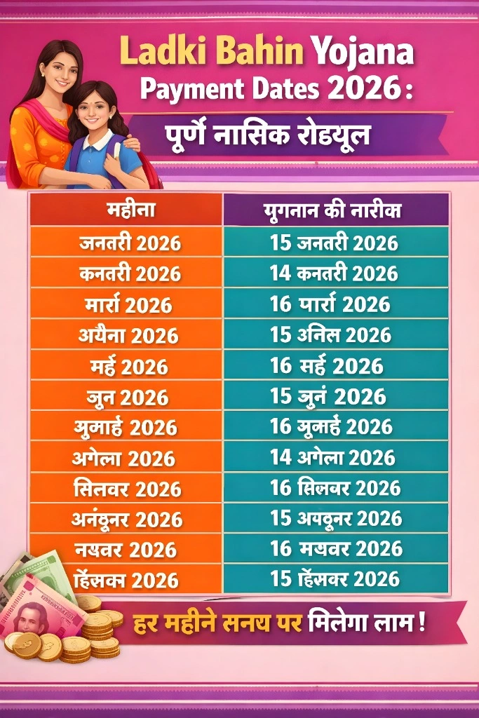 Ladki Bahin Yojana Payment Dates 2026